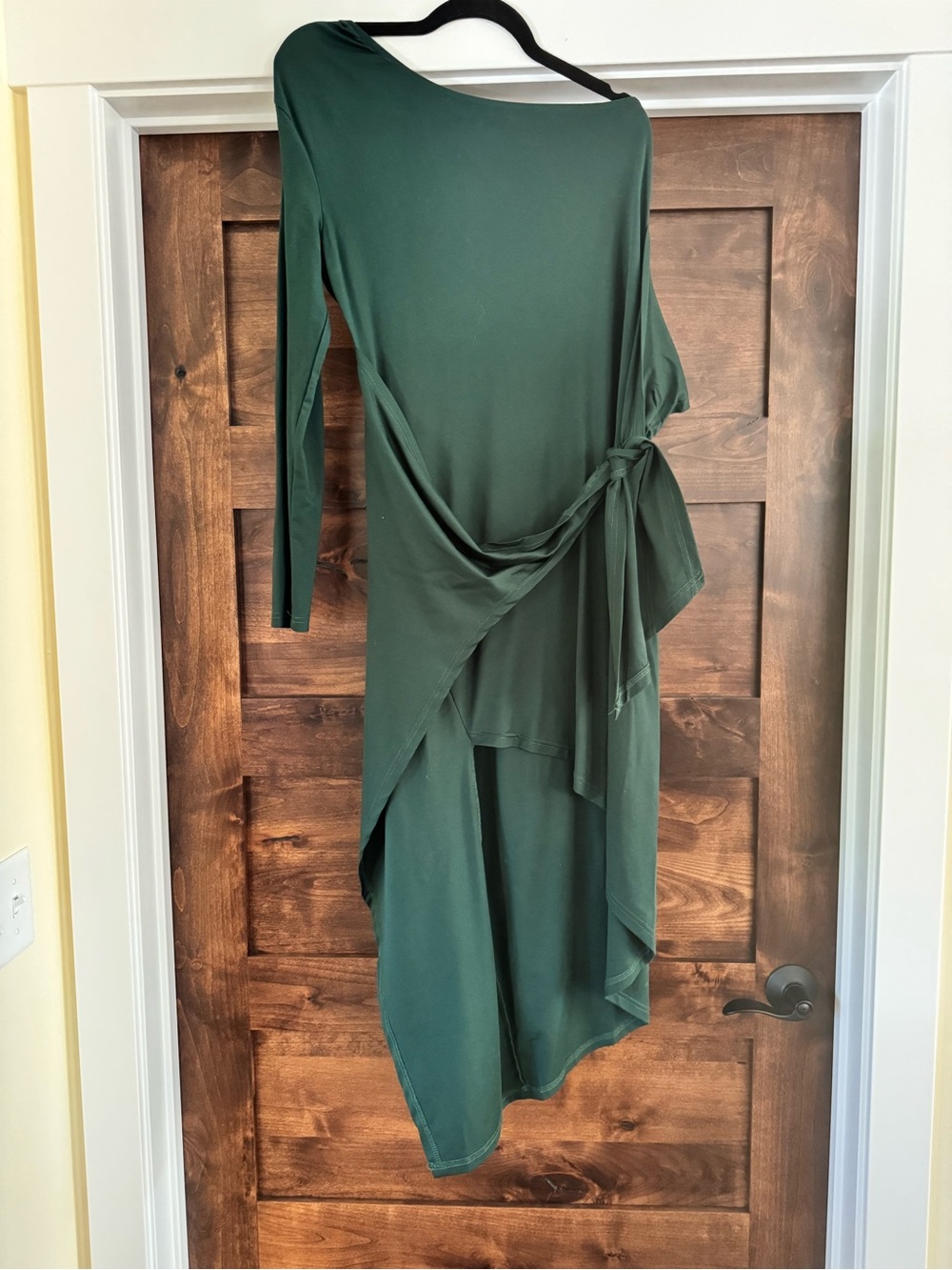 Elegant Asymmetric Green Wrap Dress